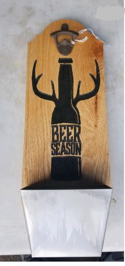 Beer Season bottle opener/catch can sign